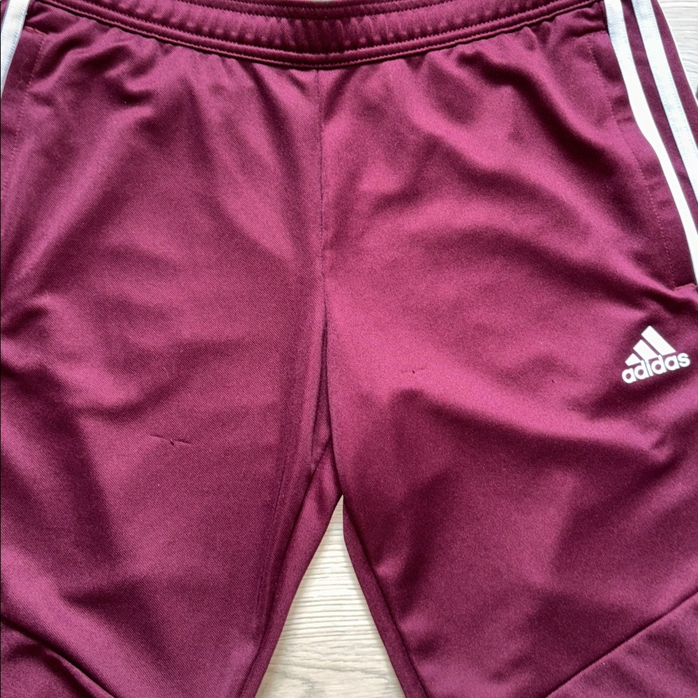 Adidas Burgundy Track Pants with White Accents - Picture 4 of 6